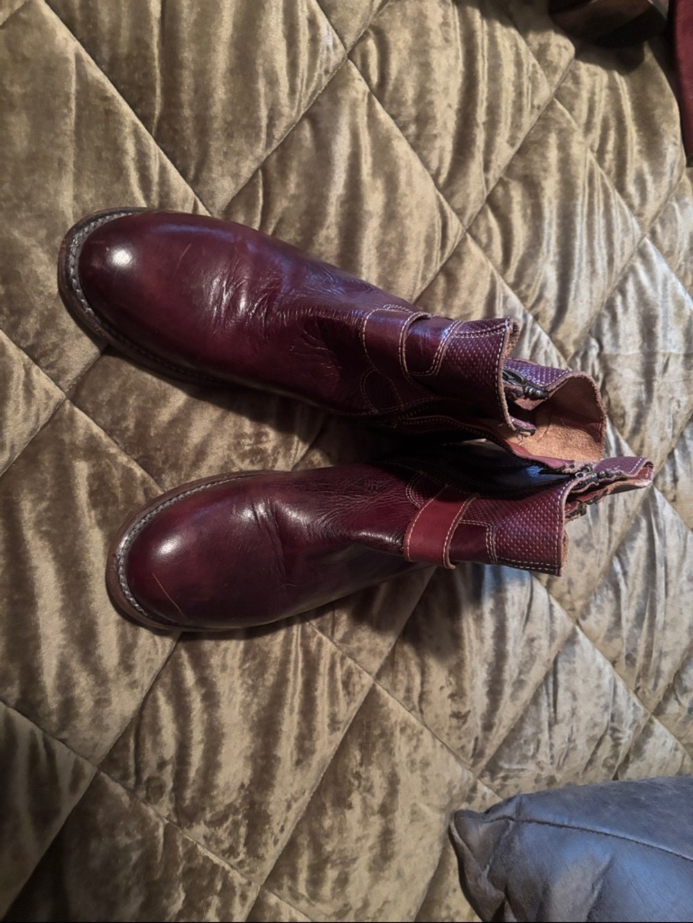 Bed Stu Burgundy Leather Chelsea Booties